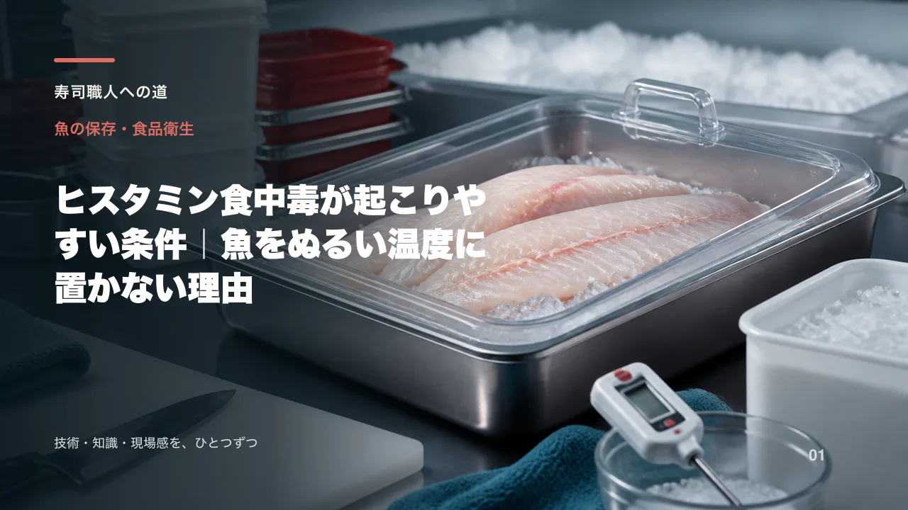 ヒスタミン食中毒が起こりやすい条件|魚をぬるい温度に置かない理由