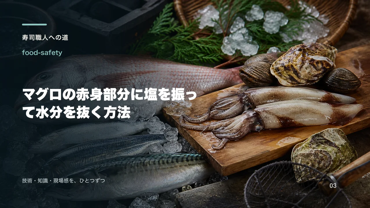 マグロの赤身部分に塩を振って水分を抜く方法